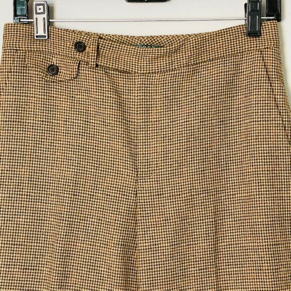 Vintage Lauren Ralph Lauren 100% Wool Houndstooth Plaid Trousers Pants Cuffed 4P - Picture 3 of 6